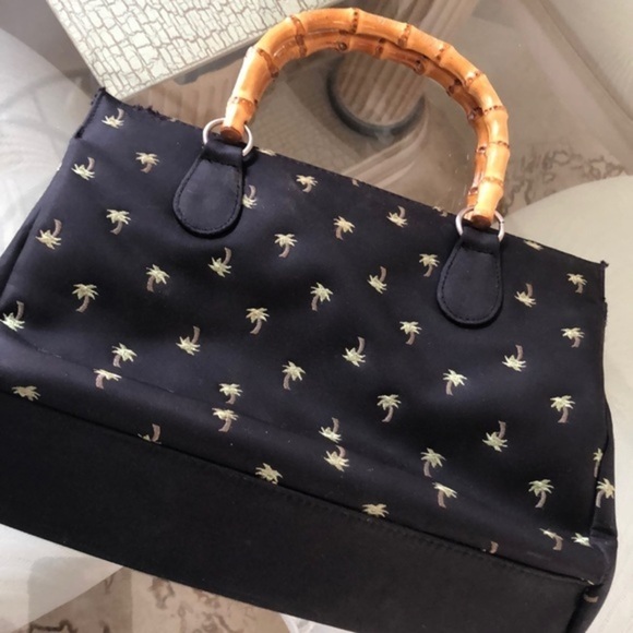 Sunny Hawaii embroidery palm tree/bamboo handl bag - Picture 3 of 11